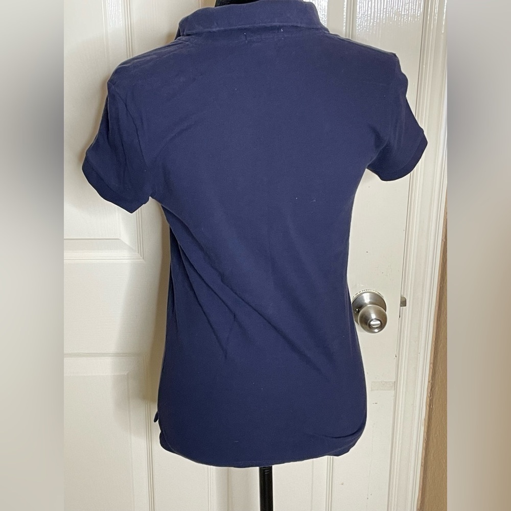 Lacoste Womens Dark blue Knit 1/4 Button Down Solid Polo Top Shirt size 40  - Picture 4 of 9